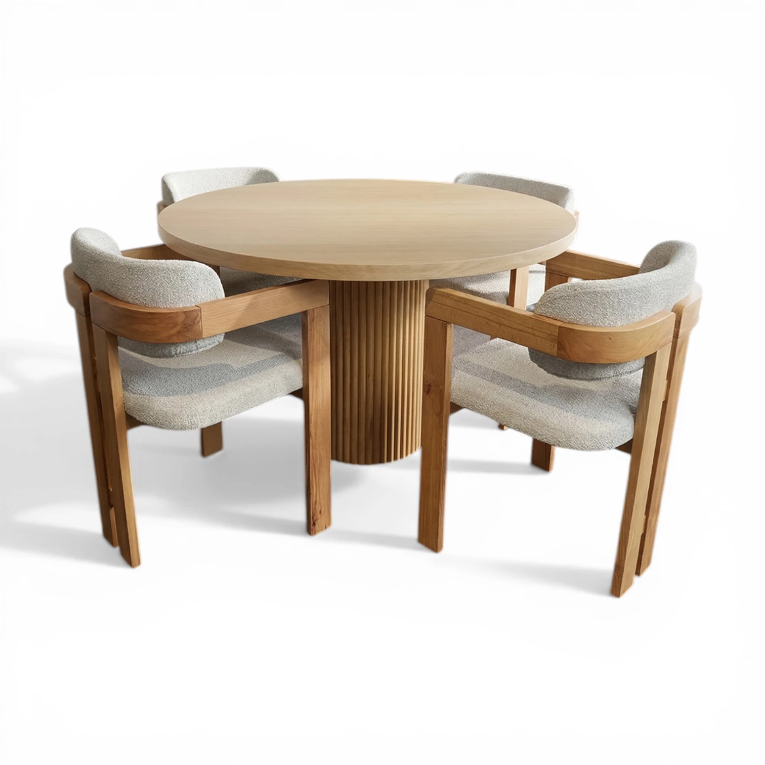 Line Masa & T Sandalye Takımı | 4 Kişilik Modern Yuvarlak Yemek Seti